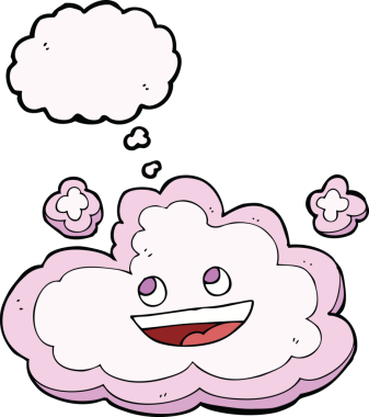 Bir insan tarafından çizilmiş düşünce baloncuklu karikatür dekoratif bulut