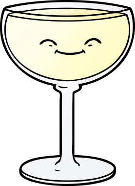 Bir insan tarafından çizilmiş bir şarap kadehi.