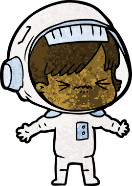 Bir insan tarafından çizilmiş kızgın uzay kızı.