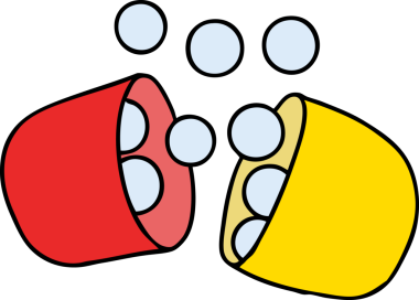 Bir insan tarafından çizilmiş açık ilaç tabletinin çizgi film çizimi