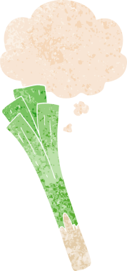 Düşünce baloncuğuyla pırasalanmış çizgi film bir insan tarafından çizilmiş sıkıntılı retro dokuma tarzı