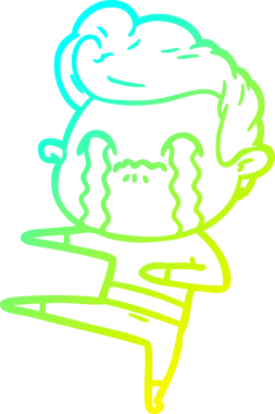 Bir insan tarafından çizilmiş ağlayan bir çizgi film karakteri çizimi.