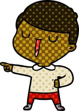 Bir insan tarafından çizilmiş mutlu çocuk çizgi filmi.