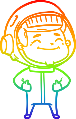 gökkuşağı gradyan çizimi mutlu bir çizgi astronot çizimi bir insan tarafından çizildi