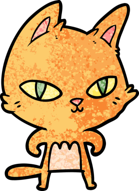 Bir insan tarafından çizilmiş çizgi film kedisi.