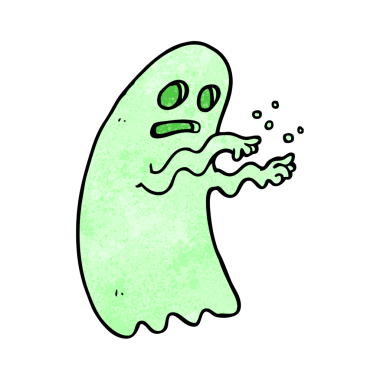 Bir insan tarafından çizilmiş çizgi film hayaleti.