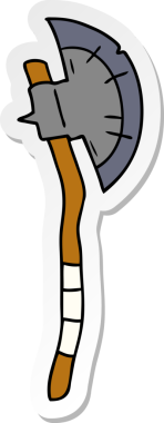 Bir insan tarafından çizilmiş bir ortaçağ baltasının el çizimi karikatürü.