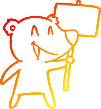 Protestocu bir ayı karikatürünün insan tarafından çizilmiş sıcak çizgi çizimi