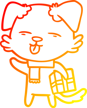 Bir insan tarafından çizilmiş bir karikatür köpeğinin sıcak çizgi çizimi.