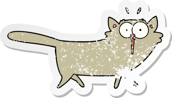 Bir insan tarafından çizilmiş karikatür bir kedinin sıkıntılı çıkartması.