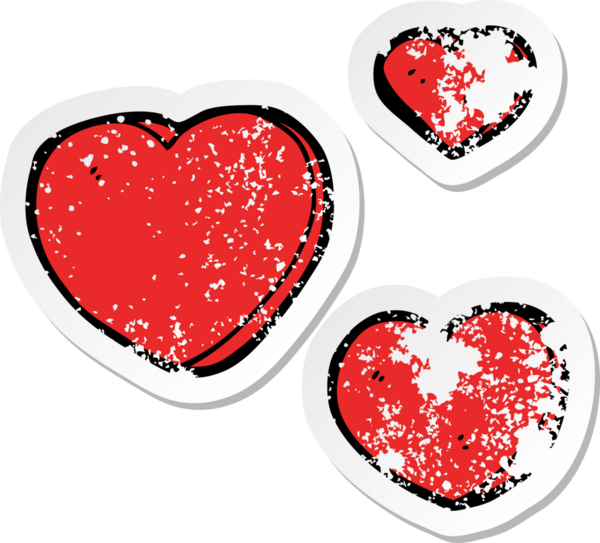 Bir insan tarafından çizilmiş aşk kalplerinin hüzünlü çıkartması.