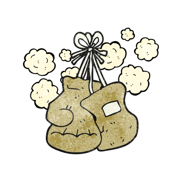 Bir insan tarafından çizilmiş el yapımı karikatür boks eldivenleri.