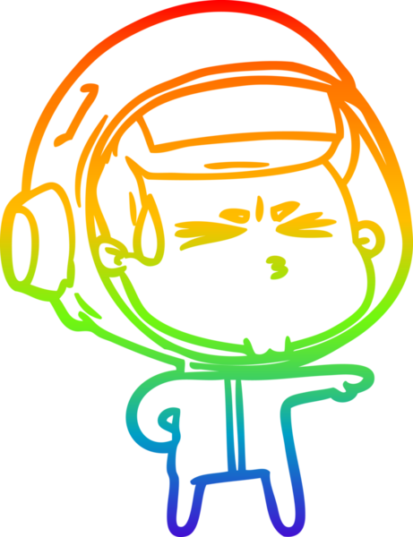 Bir insan tarafından çizilen gökkuşağı gradyan çizimi stresli astronot