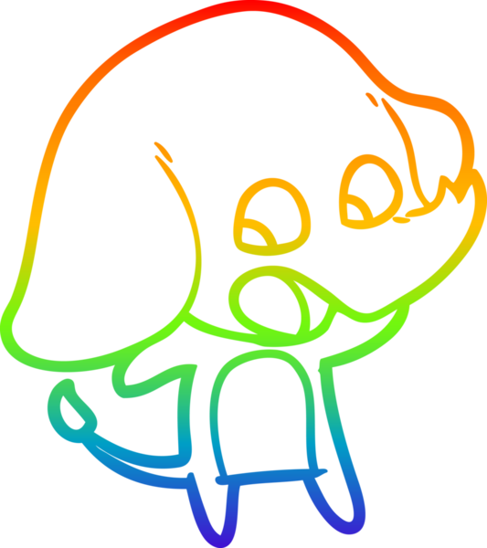 Gökkuşağı gradyan çizgisi bir insan tarafından çizilmiş şirin bir fil çizimi