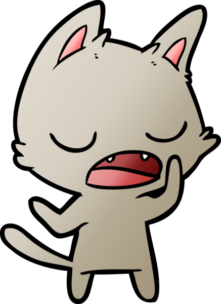 Bir insan tarafından çizilmiş konuşan kedi çizgi filmi.