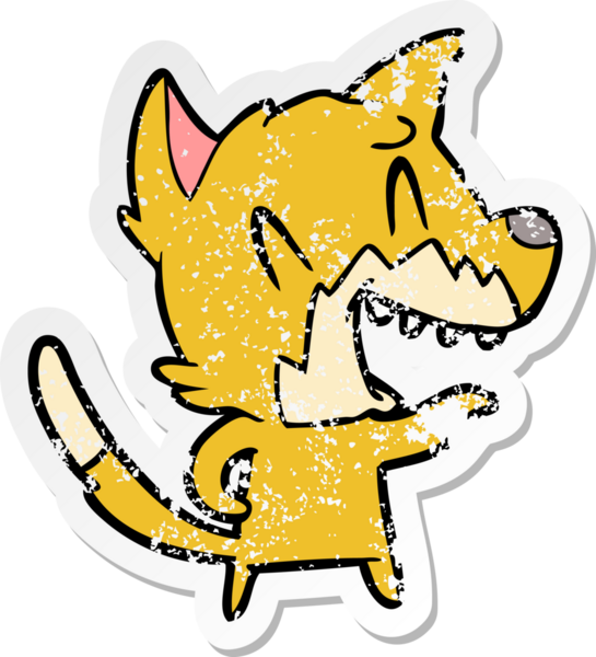 Bir insan tarafından çizilmiş gülen tilki çizgi filminin sıkıntılı çıkartması.