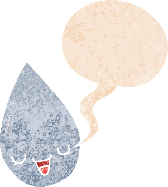 bir insan tarafından çizilmiş grunge sıkıntılı retro desenli konuşma baloncuklu çizgi film yağmur damlası