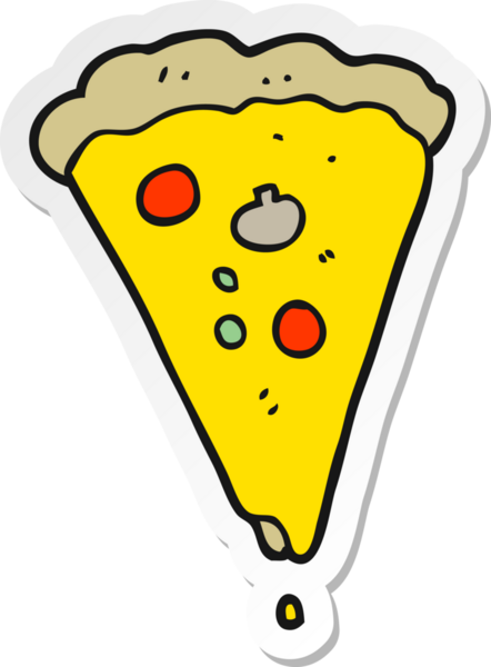 Bir insan tarafından çizilmiş bir pizzanın çıkartması.