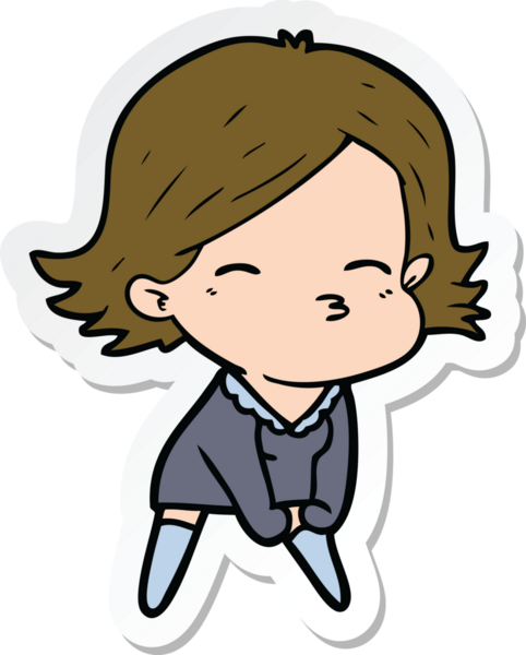 Bir insan tarafından çizilmiş bir karikatür kadının çıkartması.