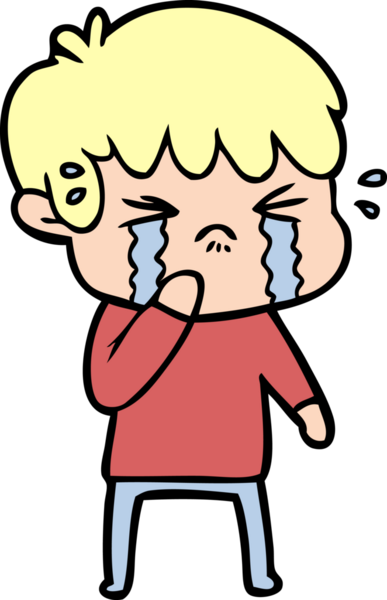 Bir insan tarafından çizilmiş ağlayan çizgi film çocuğu.