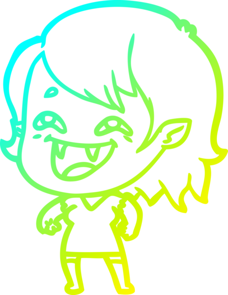 Bir insan tarafından çizilmiş gülen vampir kız çizgi filmi.