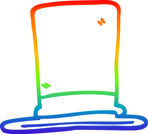 gökkuşağı gradyan çizgi çizimi bir insan tarafından çizilmiş silindir şapka