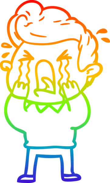 Bir insan tarafından çizilmiş ağlayan bir adamın çizdiği gökkuşağı gradyan çizgisi.