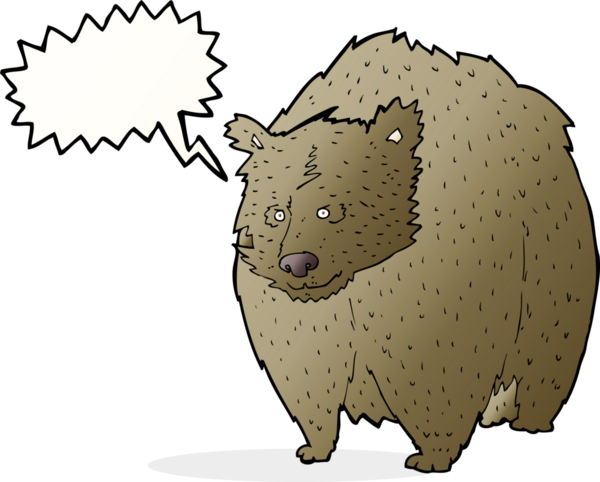 Bir insan tarafından çizilmiş konuşma balonu olan dev bir ayı çizgi filmi.