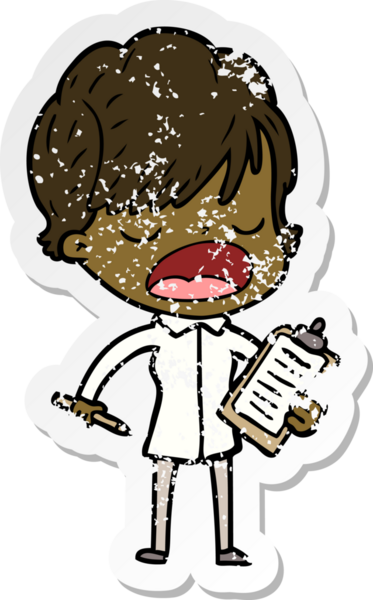 Bir insan tarafından çizilmiş karikatür kadının sıkıntılı çıkartması.