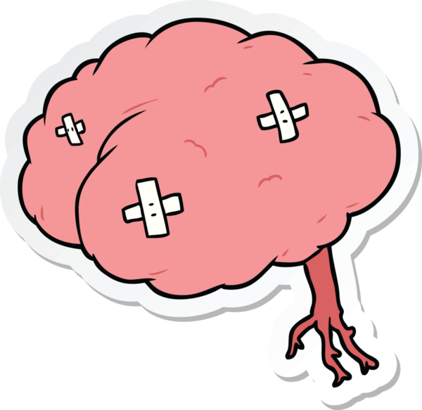 Bir insan tarafından çizilmiş yaralı bir beynin çıkartması.