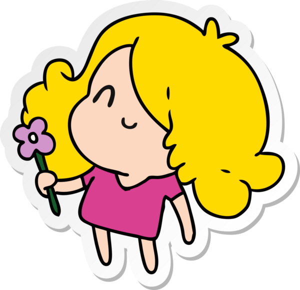 Bir insan tarafından çizilmiş sevimli bir kawai kızının çizilmiş bir karikatür çizimi.