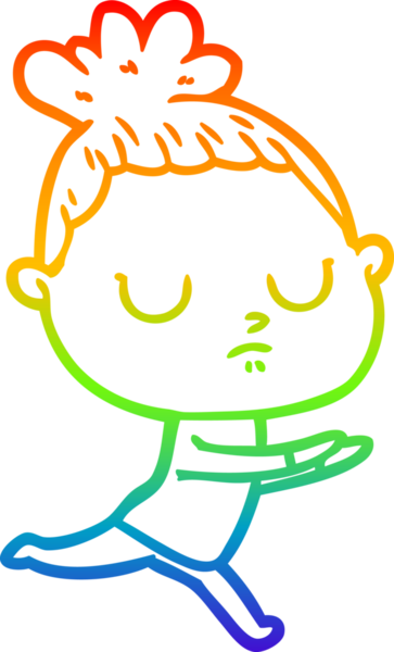 Gökkuşağı gradyan çizgi çizimi bir insan tarafından çizilmiş sakin bir kadın