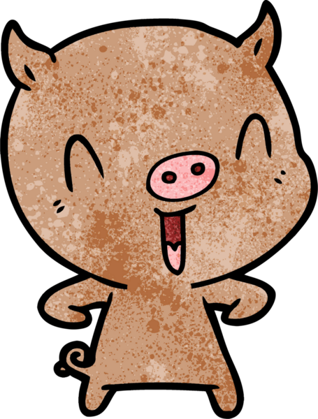 Bir insan tarafından çizilmiş mutlu çizgi film domuzu.