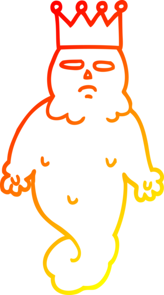 Bir insan tarafından çizilmiş ürkütücü bir hayalet kralın sıcak çizgi çizimi.