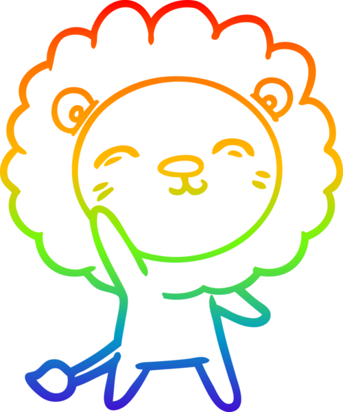 gökkuşağı gradyan çizgi çizimi bir insan tarafından çizilmiş bir aslan