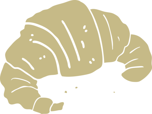 Bir insan tarafından çizilmiş kruvasanın düz renk çizimi
