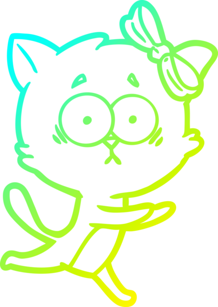 Bir insan tarafından çizilen çizgi film kedisinin soğuk gradyan çizgisi.