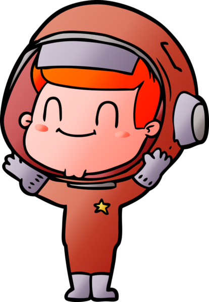 Bir insan tarafından çizilmiş mutlu astronot.