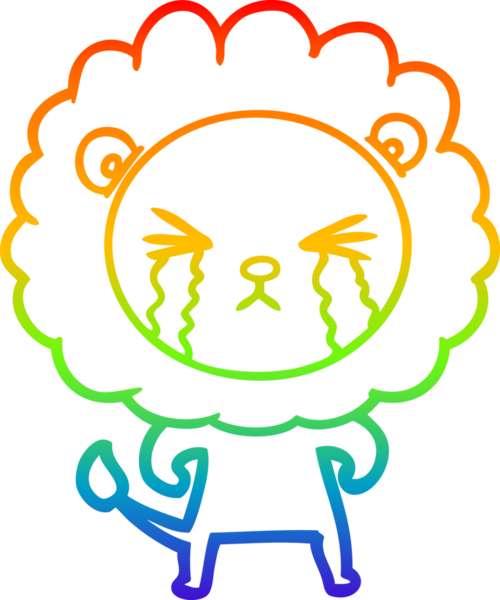 Bir insan tarafından çizilmiş ağlayan bir aslanın çizgi çizimi.