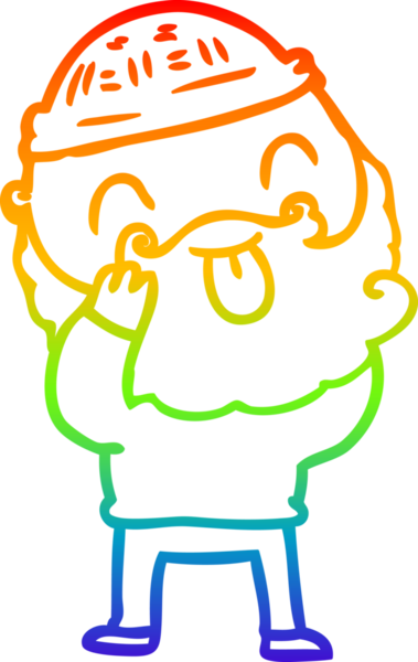 Gökkuşağı gradyan çizgisi sakallı bir adamın bir insan tarafından çizilmiş dili.