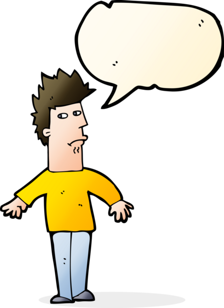 Bir insan tarafından çizilmiş, konuşma balonu olan endişeli bir adam.