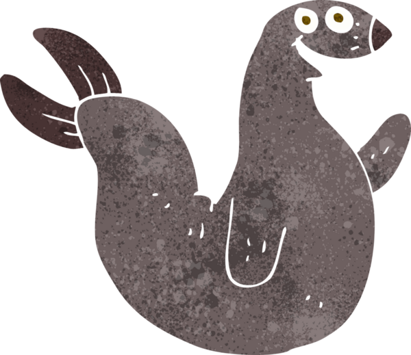 Bir insan tarafından çizilmiş mutlu bir fok.