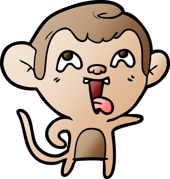 Bir insan tarafından çizilmiş çılgın çizgi film maymunu