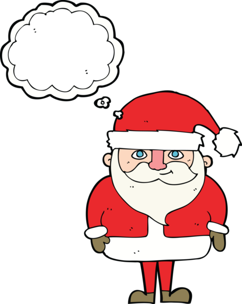 Mutlu noel baba çizgi filmi Bir insan tarafından çizilmiş düşünce baloncuğu ile