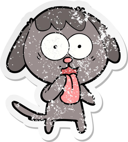 Bir insan tarafından çizilmiş şirin bir köpeğin sıkıntılı çıkartması.