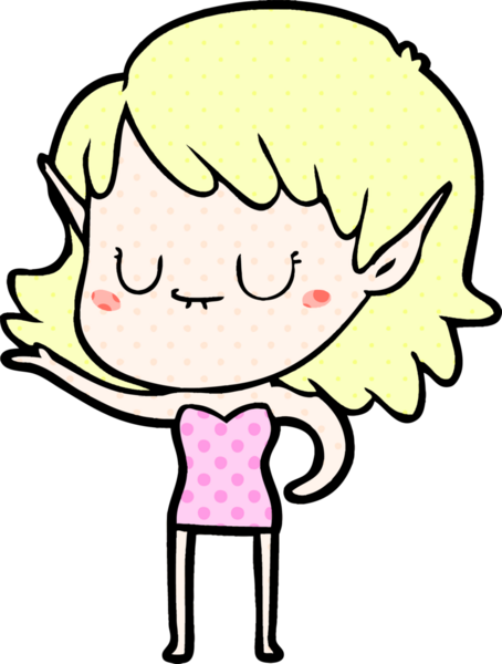 Bir insan tarafından çizilmiş mutlu elf kızı.