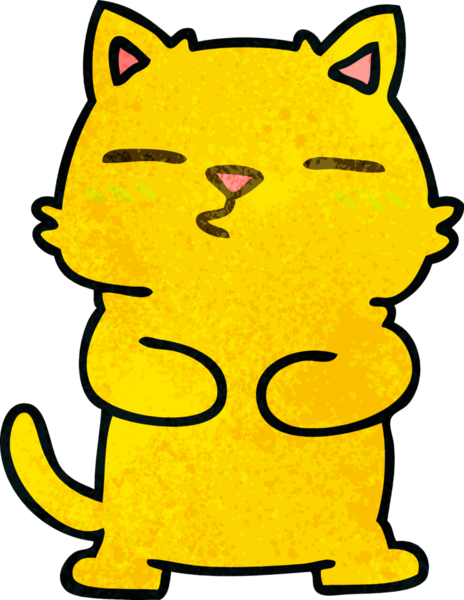 Bir insan tarafından çizilmiş garip çizgi film kedisi.