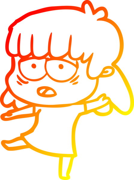 Bir insan tarafından çizilmiş, karikatür çizen, yorgun bir kadın.