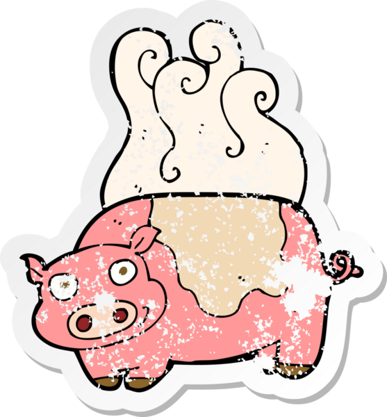 Bir insan tarafından çizilmiş bir domuzun gerilmiş çıkartması.