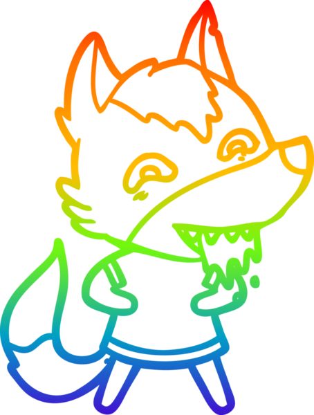 Gökkuşağı gradyan çizgisi insan tarafından çizilmiş aç bir kurt çizgi.